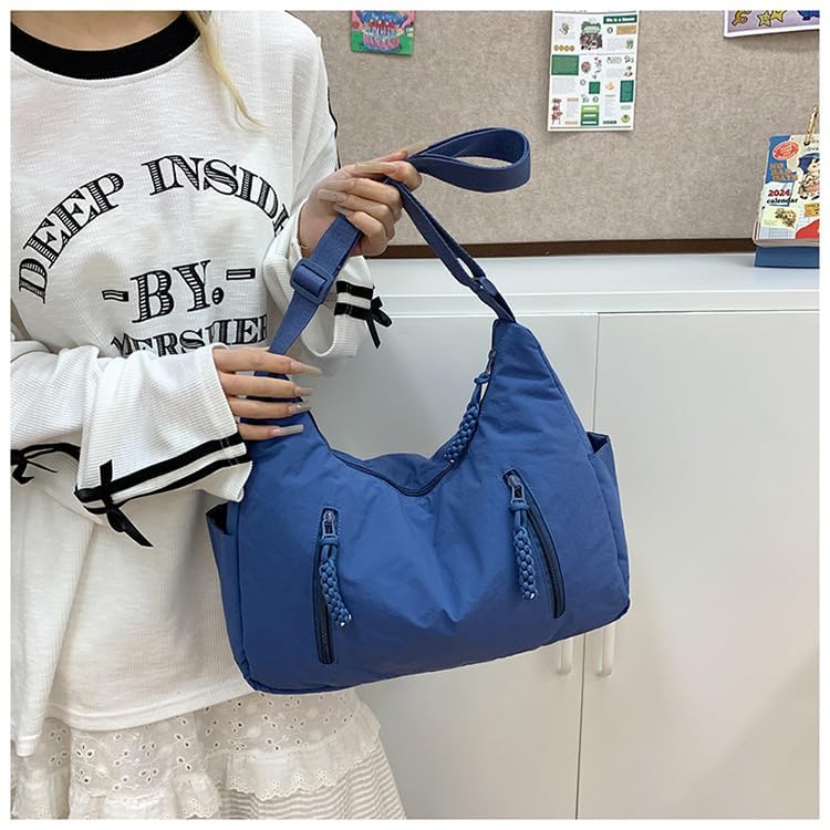 Nylon Shoulder Bag with Multiple Pockets – Lightweight, Spacious Tote with Zipper Closure for Travel & Daily Use2