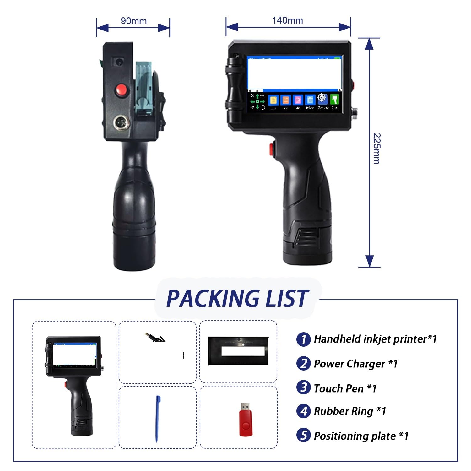 Stampante portatile 12.7mm/25.4mm Stampante a getto d'inchiostro portatile Numero di lotto Logo Data QR Codice a barre Immagine Etichetta Codifica macchina