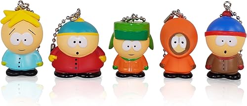 Miniatura 2 de ZJYJING Kenny - Colgante de personaje de dibujos animados, juego de cinco, mochila, llavero, escultura, decoración de escritorio, Blanco sucio