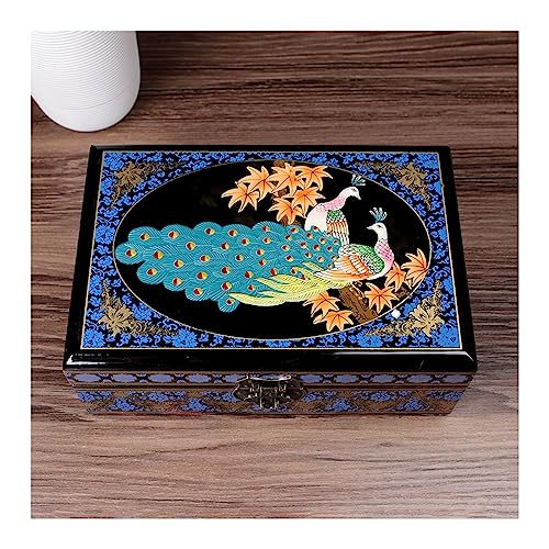 ULTRAWAVE Joyero Caja de joyería de madera lacada de regalo de estilo chino, caja de almacenamiento, caja de tocador, decoración de regalo de boda Organizador De Joyas(A)