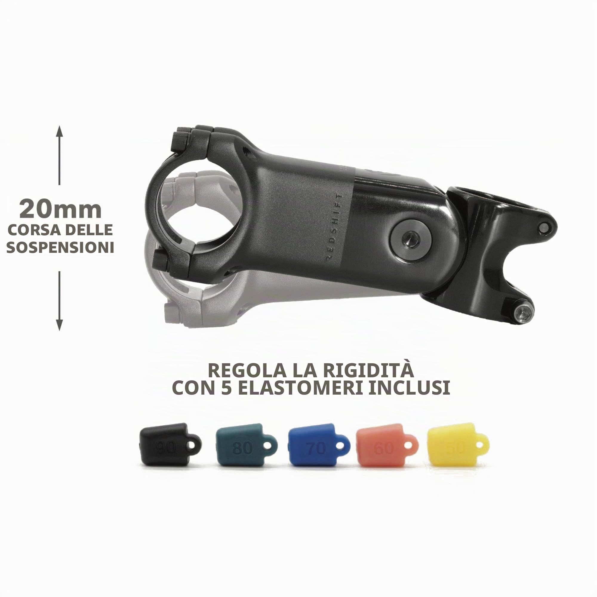 REDSHIFT – ShockStop PRO Attacco Manubrio Ammortizzato per Bici da Corsa, Attacco Antivibrazioni per MTB, Gravel, E-Bike e Ibride