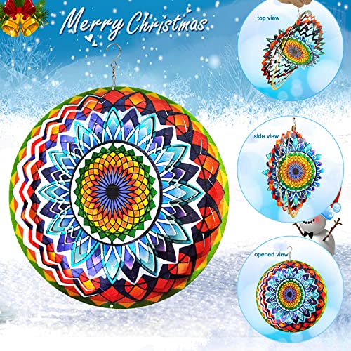 Image of FONMY Wind Spinner Mandala Sun Flower 12 inches - 3D Stainless Steel - Laser Cut Metal Art Geometric Pattern - Hanging Wind Spinner, Kinetic Yard Art Decorations - Indoor /Outdoor Decor