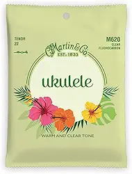 Martin Cordas de ukulele – Fluorocarbono, calibre tenor | Tom quente e claro com estabilidade de afinação de longa duração | Conjunto de 4 cordas para ukulele tenor