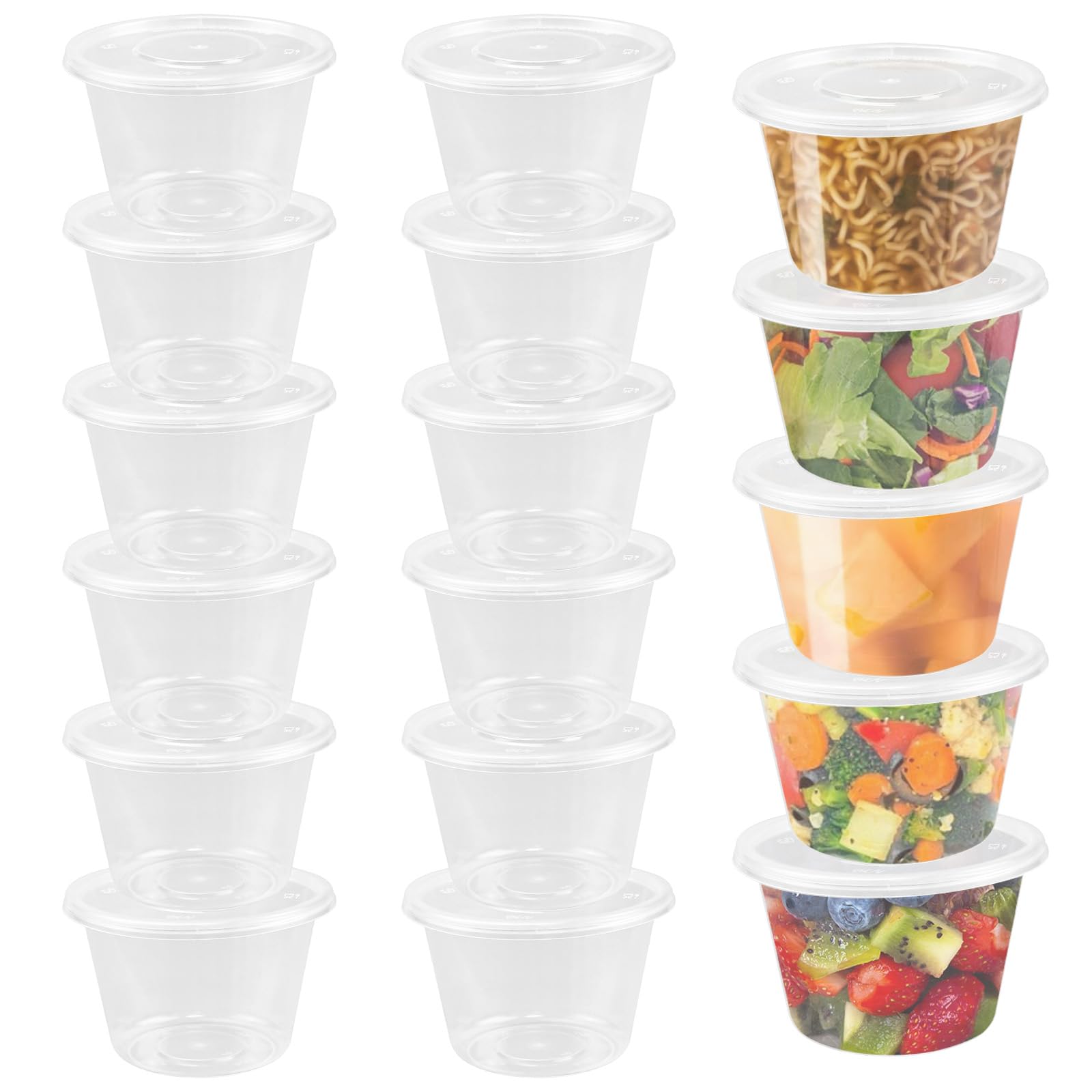 LANSKYLAN 50 Pezzi Piccoli Contenitori con Coperchio 200ml Vasetti di Plastica con Coperchio Barattoli Trasparente per Alimenti Contenitori Piccoli per Alimenti per Salse Zuppe Condimenti Creme e DIY