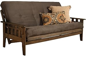 Kodiak Tucson Full-Size Futon Set in Rustic Walnut with Suede Gray Upholstery