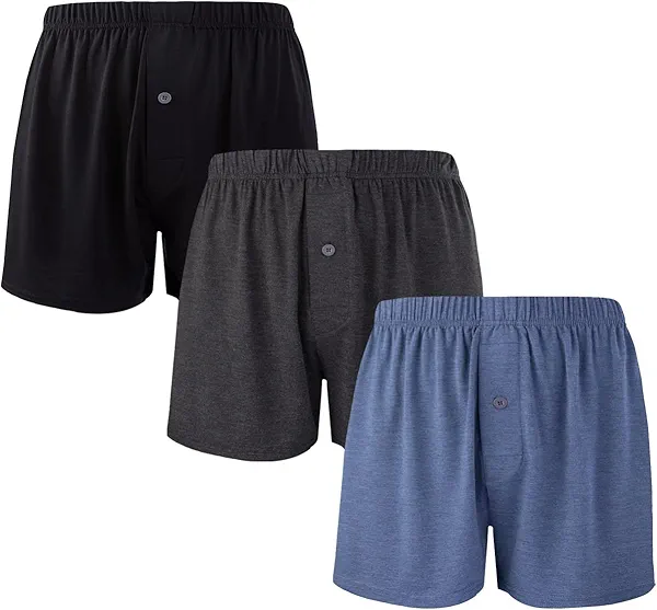 BAMBOO COOL Mens Boxers Short Classic Fit Soft Casual Underwear Loose Breathable Boxer Shorts for Men