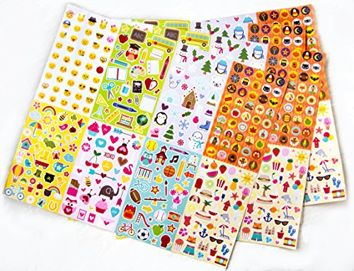 Year Round Stickers (1200+ Assorted Set) Calendar, Reward, Planners And Scrapbook Crafting | Funny Smiley Face Emojis, Holidays, Sports And More | Teachers, Children, Parents #TOP1