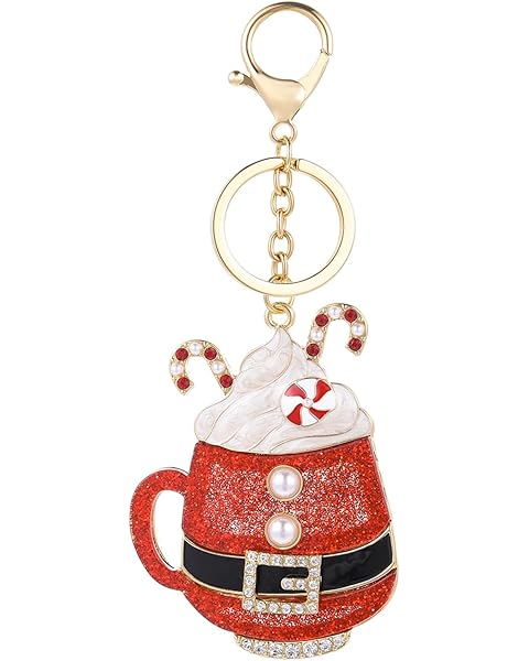 Madison Tyler Pink Christmas Bag Charms | Xmas Cute Pink Tree Penguin Gloves Nutcracker Espresso Martini Keychain