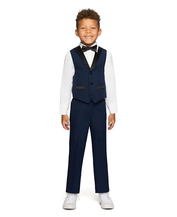 Nautica 4-Piece Formal Suit Set, Vest, Pants, Collared Dress Shirt, and Tie, Bright Blue Tuxedo, 3T by Nautica - Used condition - US$36.10