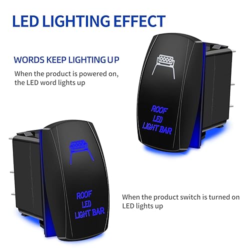 Miniatura 3 de Interruptor para luz LED de 5 pines con luz de encendidoapagado luz LED azul 20 A12 V 10 A24 V con cables de puente para automotor barco camión Jeep