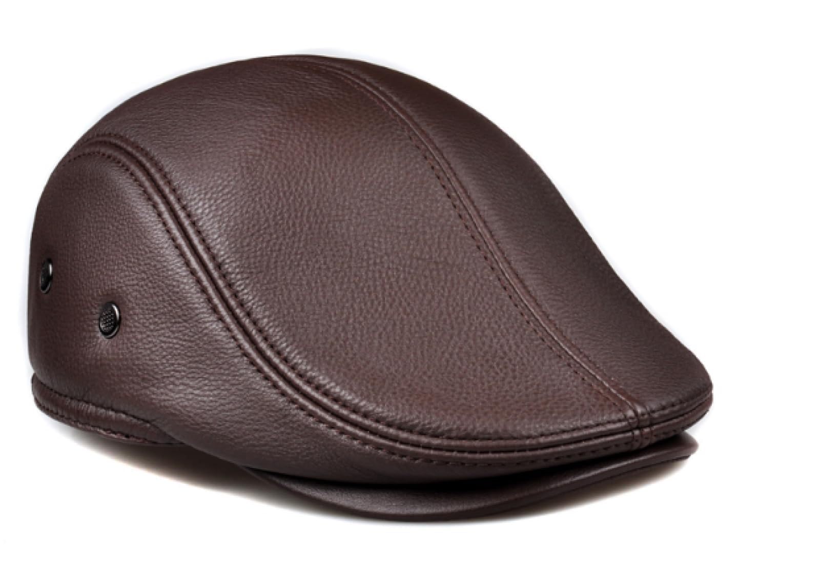 Coppola Uomo Cappello Invernale da Uomo in Pelle da Strillone, Berretto Caldo con Protezione per Le Orecchie, Cappello A Becco D'Anatra, Cappello da papà, Stile Vintage per Il Tempo Libero