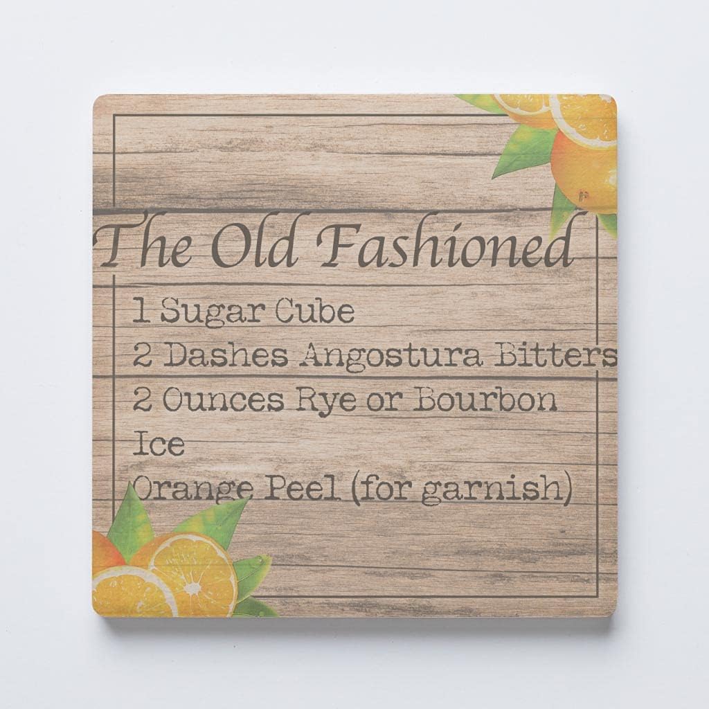 Posavasos para recetas de bebidas antiguas, decoración del hogar Joyride de cerámica, posavasos cuadrados individuales de 4 pulgadas, parte trasera