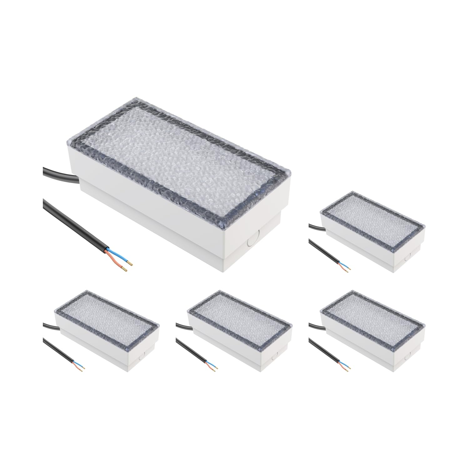 ledscom.de 5x Empotrable de suelo para adoquines CUS para exteriores, IP67, angular, 20 x 10cm, 2,9 W, 228lm, blanco frío
