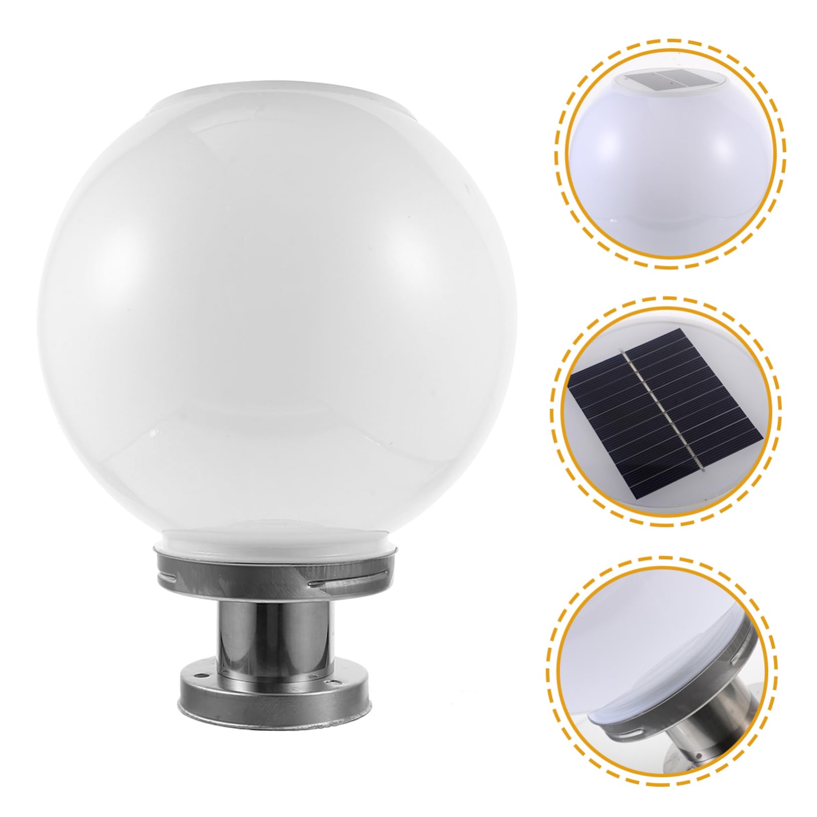 NUOBESTY Lampada Solare da Esterno a Sfera Bianca per Palo, Plastica
