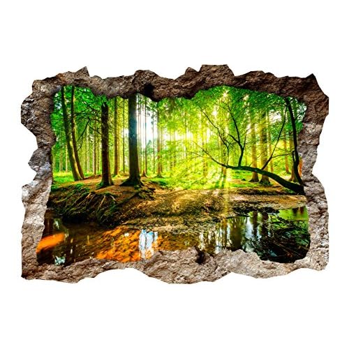 murando - 3D WANDILLUSION 210x150 cm Wandbild - Fototapete - Poster XXL - Loch 3D - Vlies Leinwand - Panorama Bilder - Dekoration - Wald Natur c-B-0175-t-a
