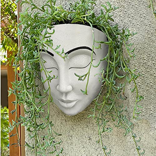 Face Vase,Resin Face Planter Pot,Modern Sculpture Planter Pot With Drain Hole,Human Face Dried Flower Shaped Vase,Wall Hanging Plant Pot For Home Decor Centerpieces, Office Or Outdoor Hanging Decor #TOP5