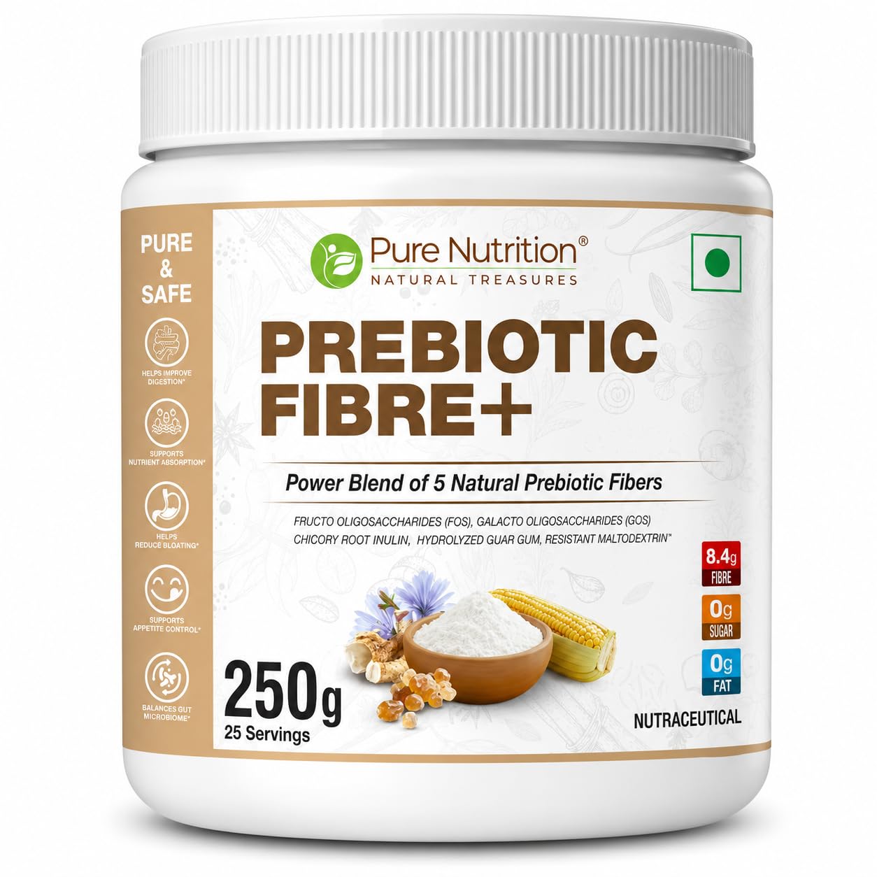 Pure Nutrition Prebiotic Fibre+ Powder, 250g – Natural Blend of 5 Prebiotic Fibers for Digestive Health, Supports Bowel Regularity & Gut Microbiome | Zero Sugar & Zero Fat - 25 Servings-image-8
