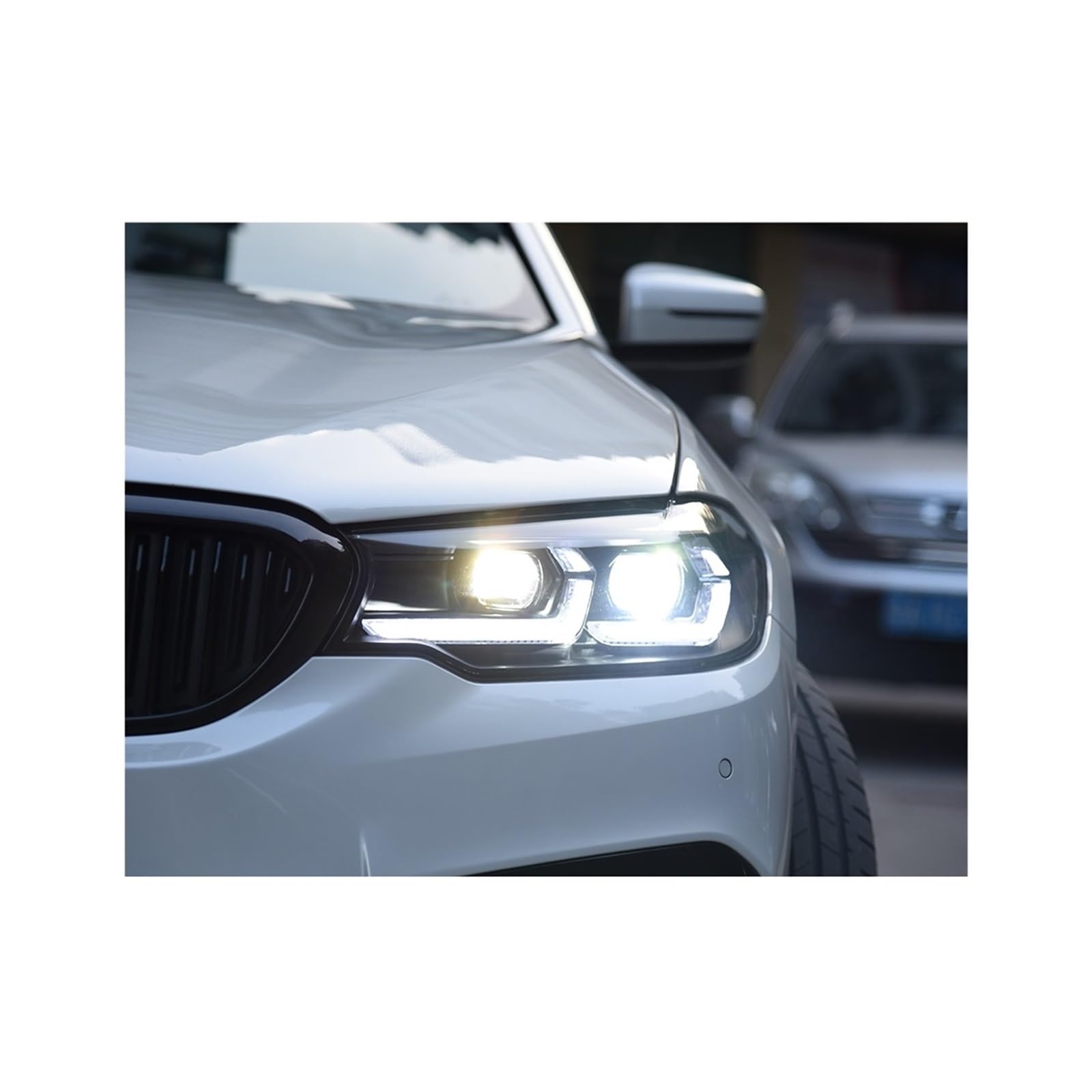 Fari per Auto per BMW Serie 5 G30 G38 2018-2021 Gruppo Ottico Anteriore per Guida a Sinistra e a Destra, Lente bifocale, indicatori di direzione (Guida a Destra/Un Set)