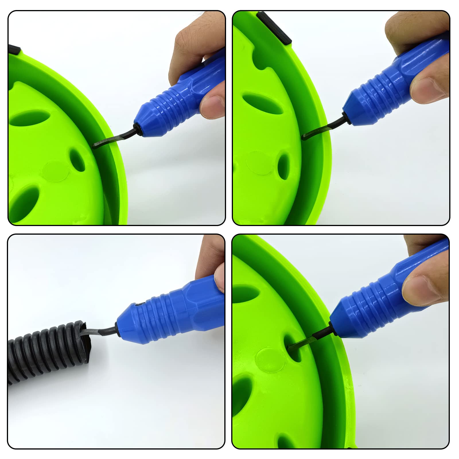 Herramienta de desbarbado con 11 cuchillas de acero de alta velocidad, diseño de mango de almacenamiento con 2 piezas de limpiador de tuberías de cobre y juego de escariador, herramienta de mano