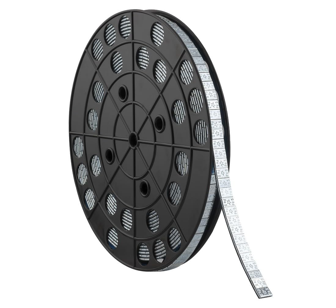 SIO Rollo Contrapesas Adhesivas para Llantas Coche 6 kg – Pesos Equilibrado 5g Segmentados – Plomo/Acero para Equilibradora – Adhesivo Fuerte Anticorrosión – Taller Mecánico Profesional