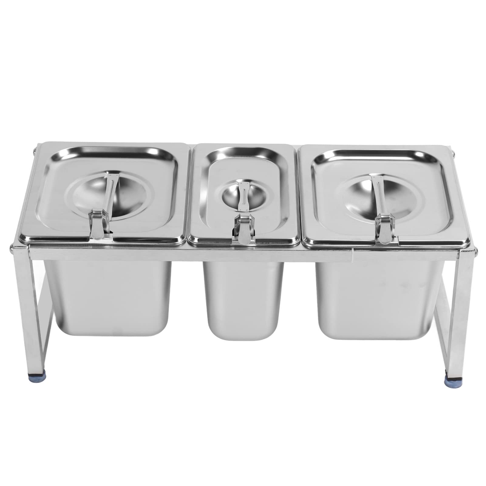 Estante dispensador de condimentos de acero inoxidable, soporte telescópico para especias salsas y frutas, perfecto para restaurantes y tiendas de té con leche (2,2 l x 2 + 1,6 l x 1)