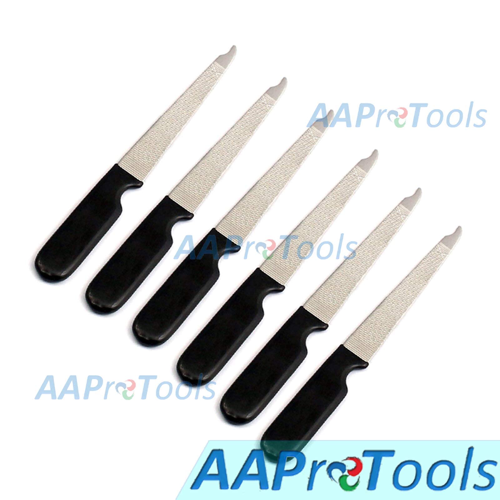 AAProTools Nail Files Plastic Handle Metal Double Sided Nail Sanding Tool Polishing File Pack of 6