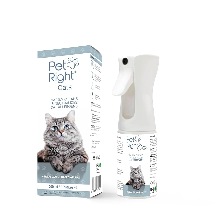 Pet Right Cat Allergy Relief Spray 200ml - Safely Cleans And Neutralizes Cat Allergens For Humans | Freshens Air, Safe For Furniture | Buy Now With Express International Delivery