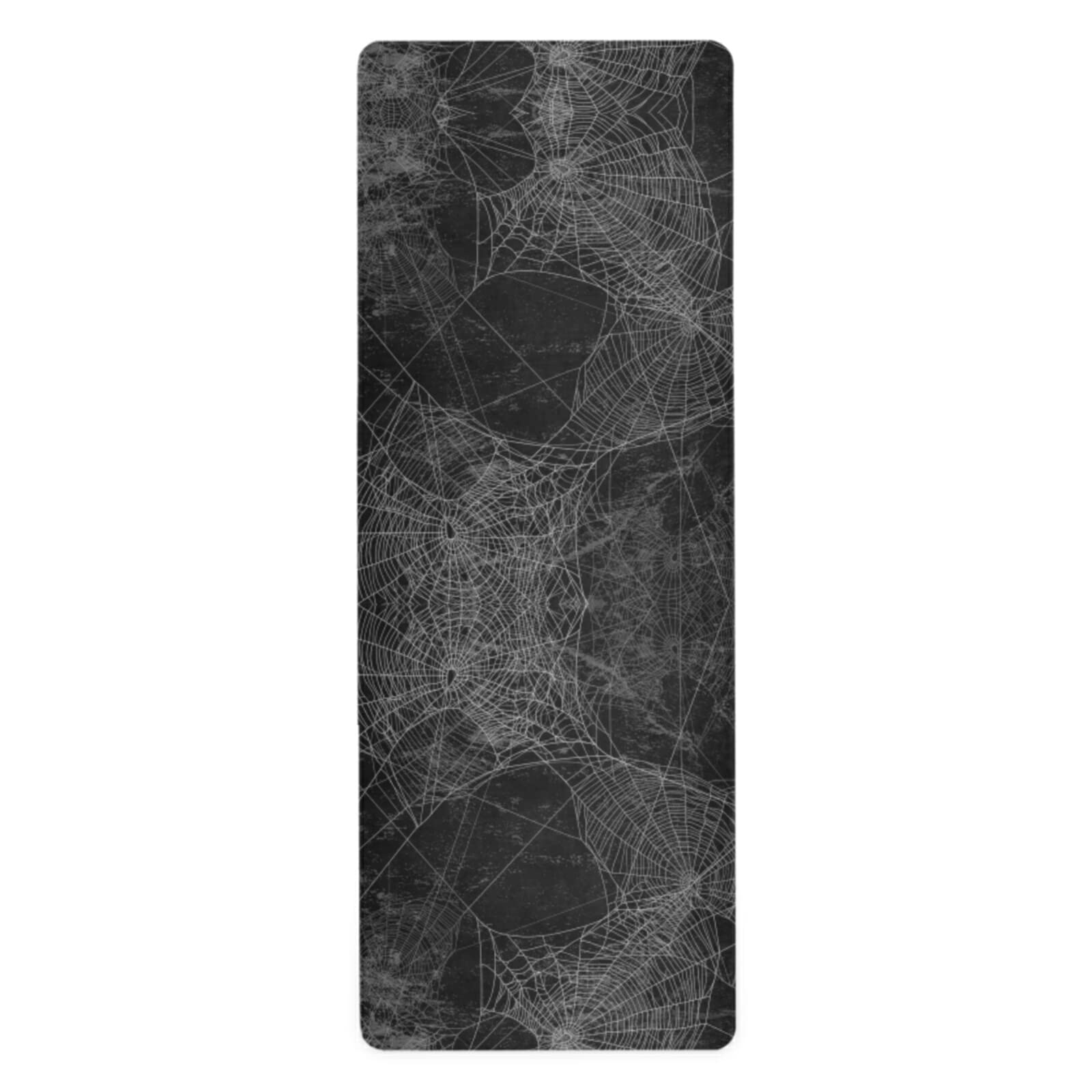 Poeticcity Vintage Spider Web Against Retro Black Halloween Wall 1 mm Thick Non-Slip Rubber Yoga Mat, Durable Folding Workout Mat, Fitness Safe Mat with Bag for Pilates and Floor Exercises