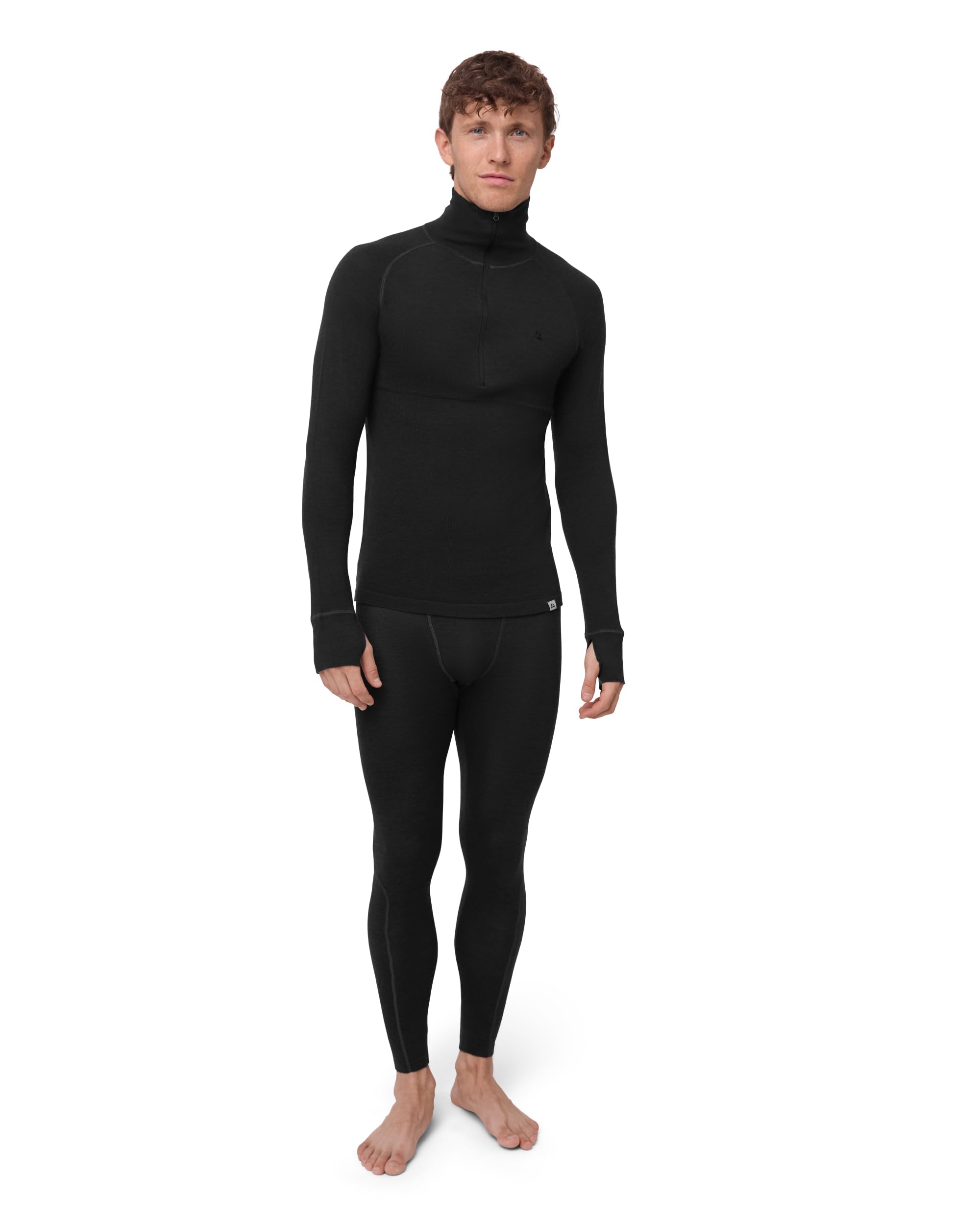 DANISH ENDURANCE Intimo Termico Uomo Lana Merino, Maglia Termica Uomo con Zip e Pantaloni Termici, Calzamaglia Termica Invernale per Sci, Trekking