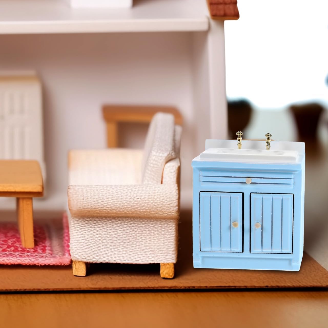 Hemoton Mini Kitchen Accessories 1/12 Scale Dollhouse Wash Basin and Stove Prop Set Realistic Miniature Furniture Model for Doll House Decoration and Photography