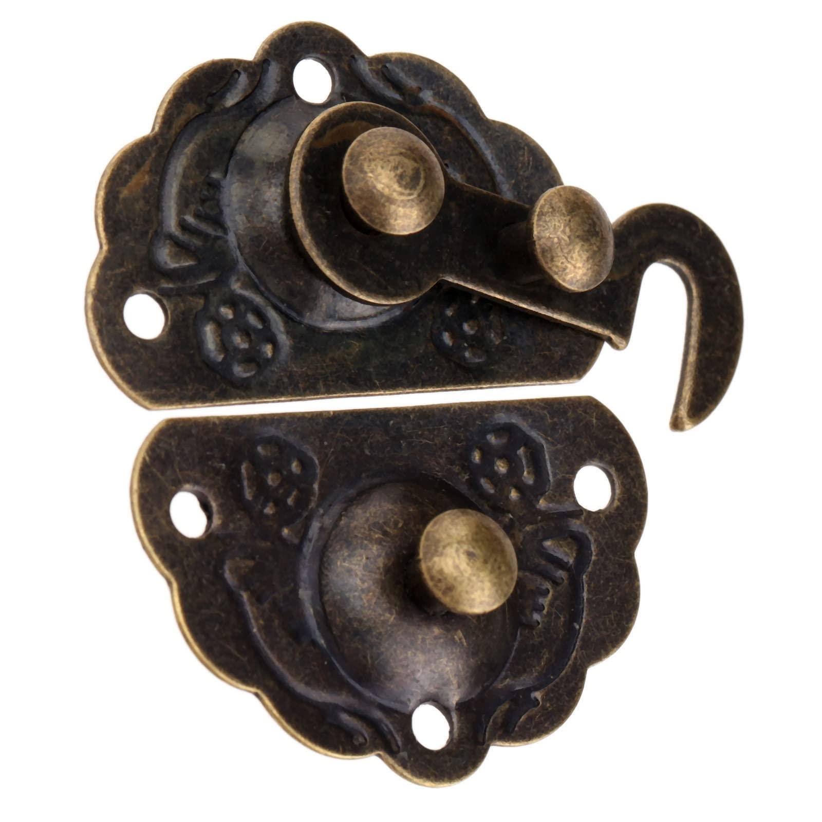 SFJSFIMQ Latch Lock Latch Hasp Hook Clasp Lock Screws Vintage Decorative Antique Bronze Metal Buckle Box Case Jewelry Toolbox Hardware