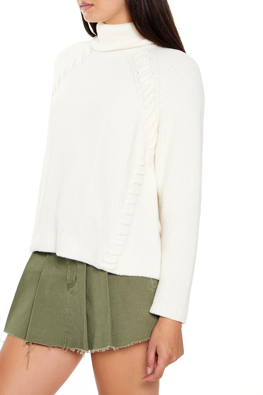 Forever 21 Maglione da donna a collo alto con cuciture a frusta