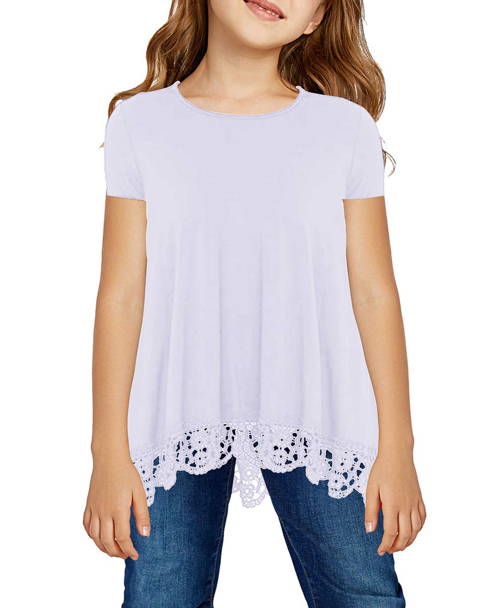 storeofbaby Girls Casual Tunic Tops Short Sleeve Loose Soft Blouse T-Shirt for 4-13 Years