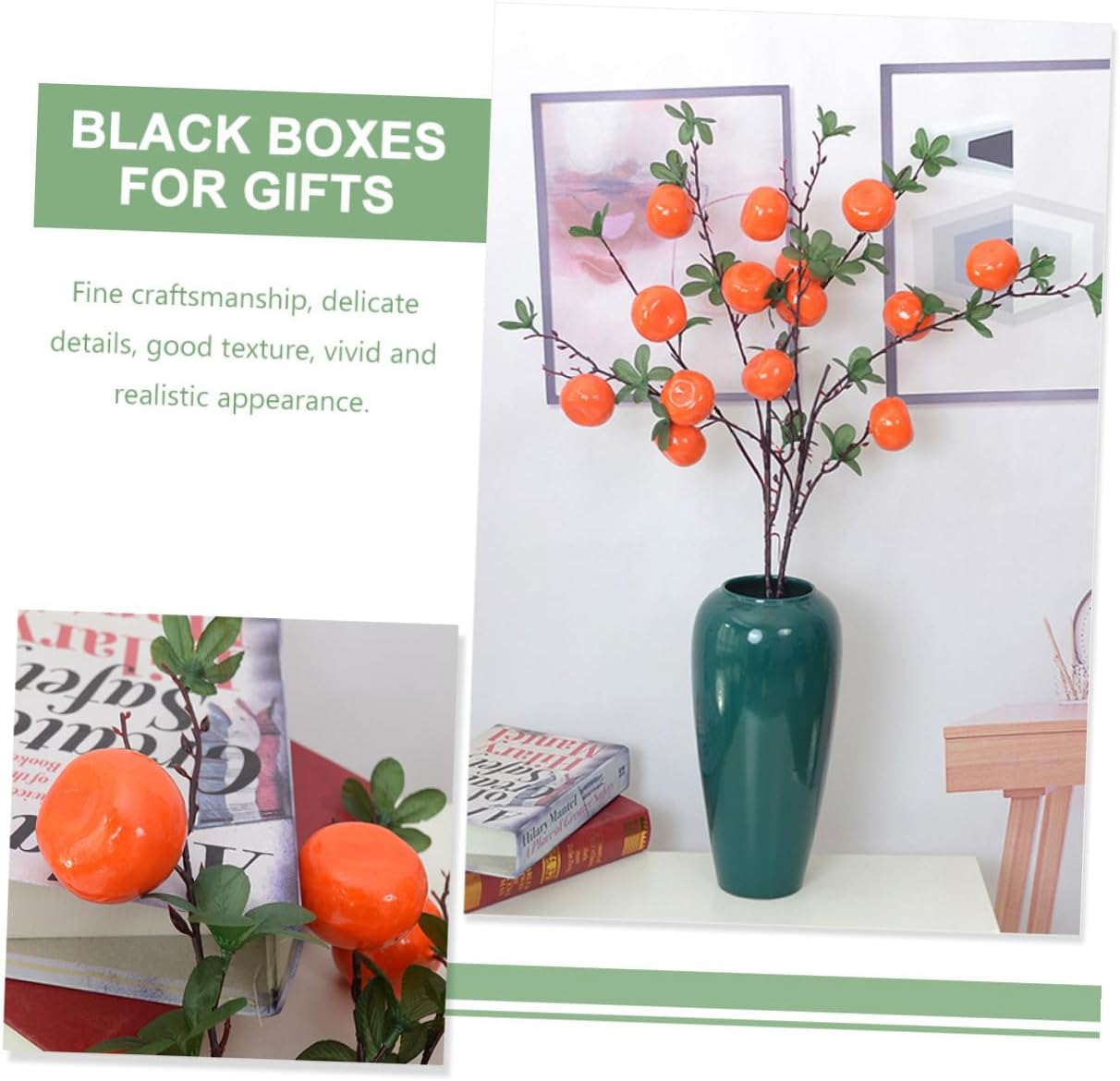 HOMSFOU Artificial Orange Branches 7-Head Lifelike Fruit Plants Plastic Decorative Table Centerpiece Ornaments for Kitchen and Living Room Home Décor