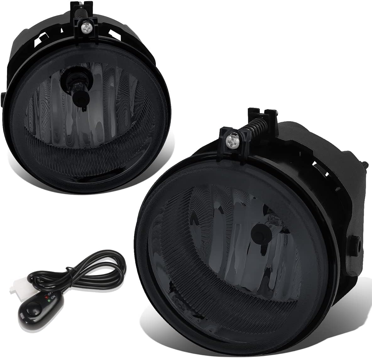 Auto Dynasty Fog Lights Assembly Compatible with 2005-2010 Chrysler Dodge Jeep Sebring Town & Country Caravan Compass, Fog Lamp with Switch Replacement, Driver Passenger Side, Black Housing Smoke Lens