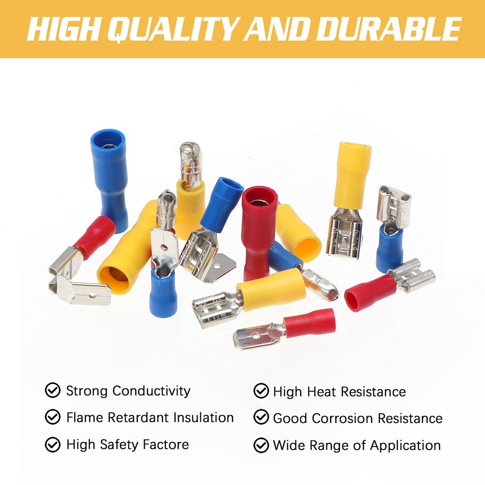 236PCS Insulated Wire Electrical Connectors Butt Ring Spade Fast Disconnect Crimp Terminals Connectors Assortment Kit