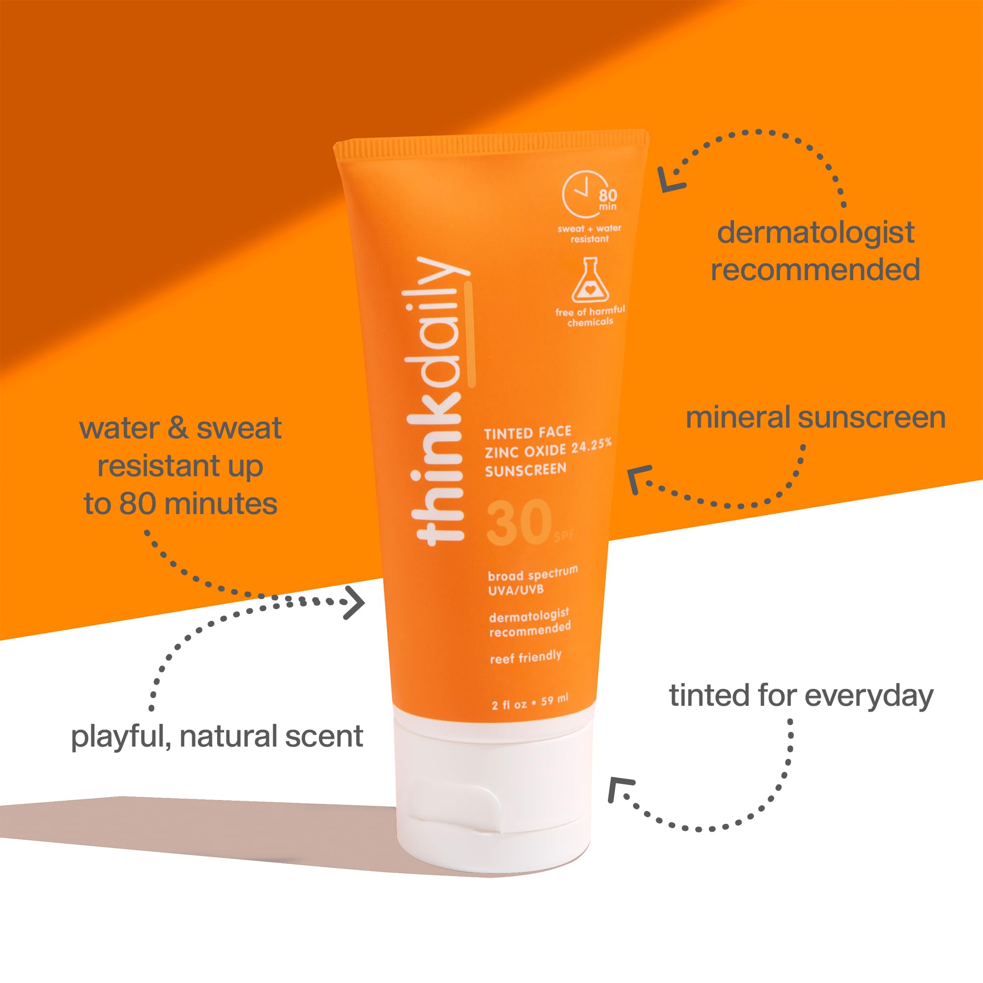 THINK Sport Everyday Face Sunscreen, Naturally Tinted, Currant, 59 ml