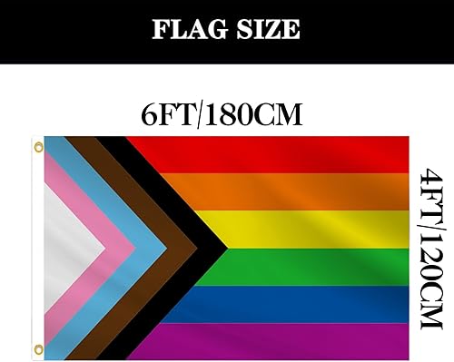 Miniatura 7 de Bandera de progreso de doble cara del orgullo gay de 4 x 6 para exteriores, resistente a la decoloración UV, LGBTQ, todo incluido, banderas