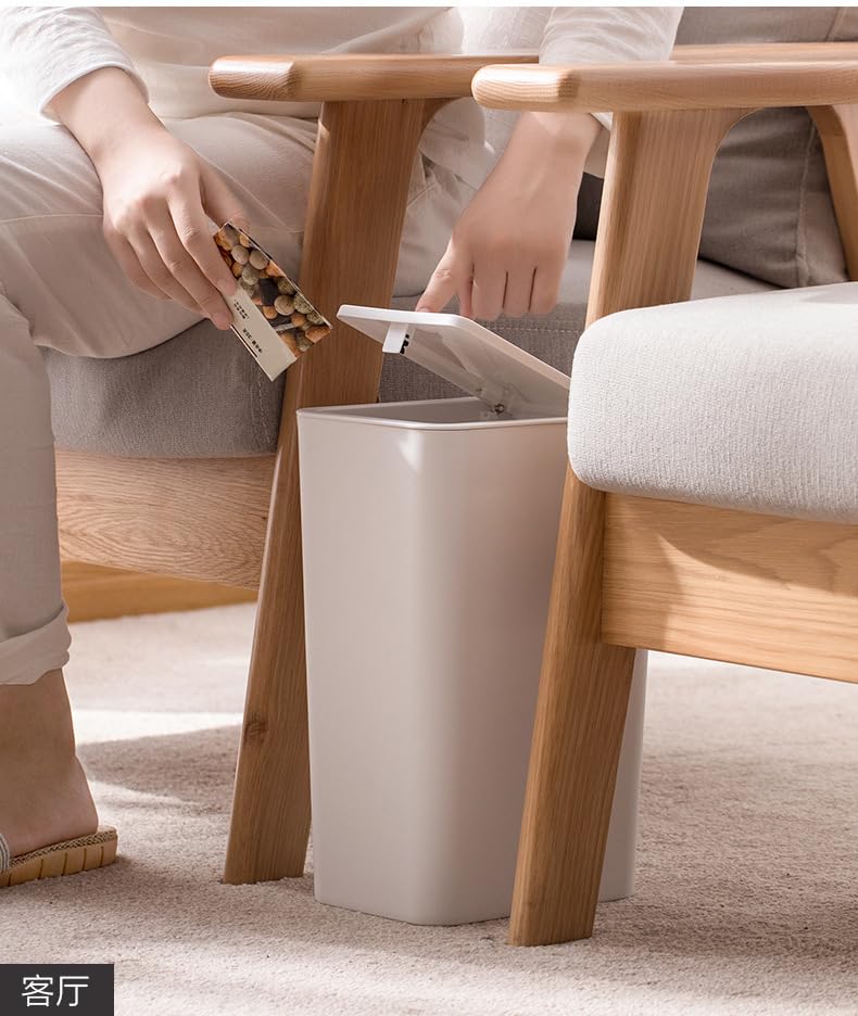Pattumiera da cucina da 9 l con coperchio, pattumiera in plastica a pulsante per WC, pattumiera da cucina, camera da letto, ufficio, soggiorno, pattumiera con coperchio a prova di cane (pattumiera