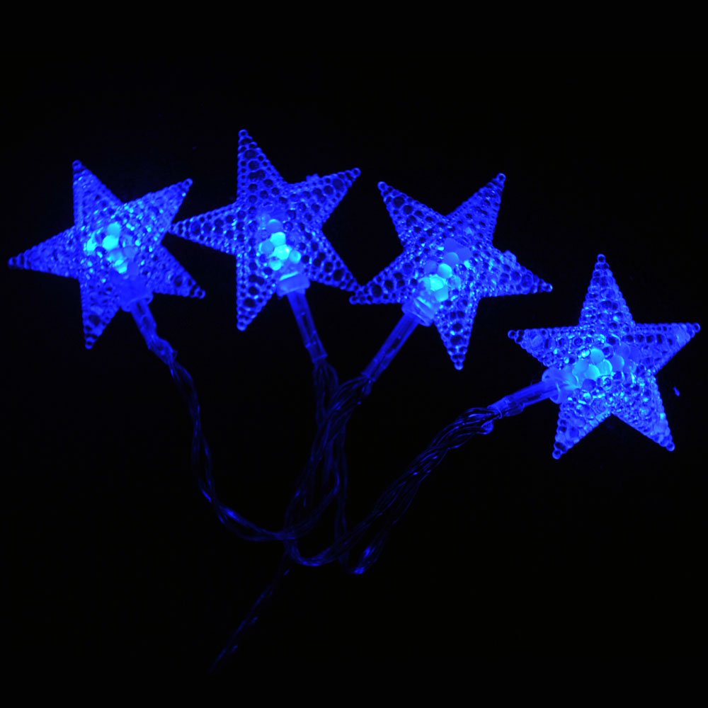 LightsGo Battery Powered Powered Star shape Indoor LED Fairy Lights 40LEDs 4M (Blue)