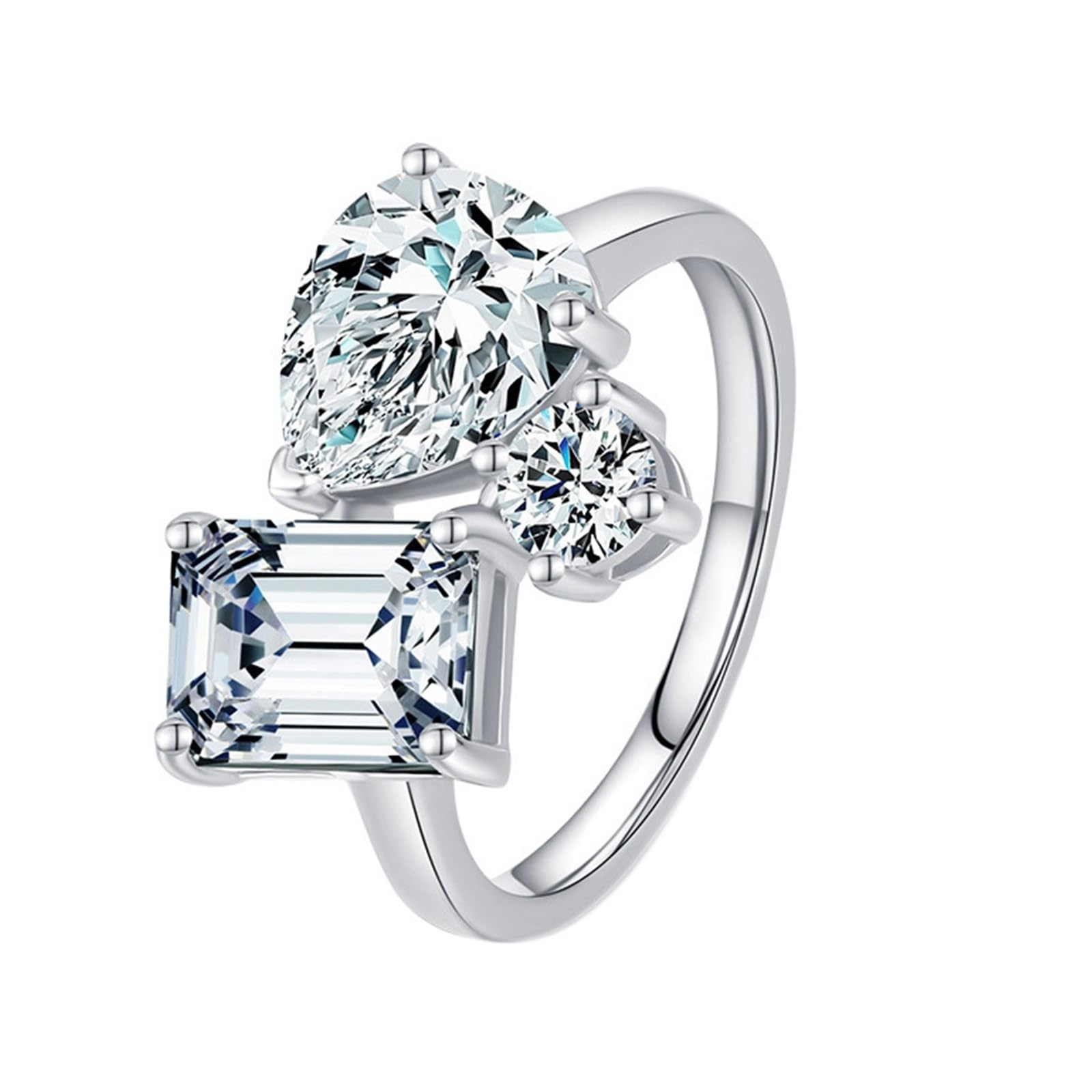 KnSam Anillo de oro real de 9 K/14 K, oro blanco, moissanita, anillos para parejas, Au375/585, oro blanco, clásico, talla 47-62