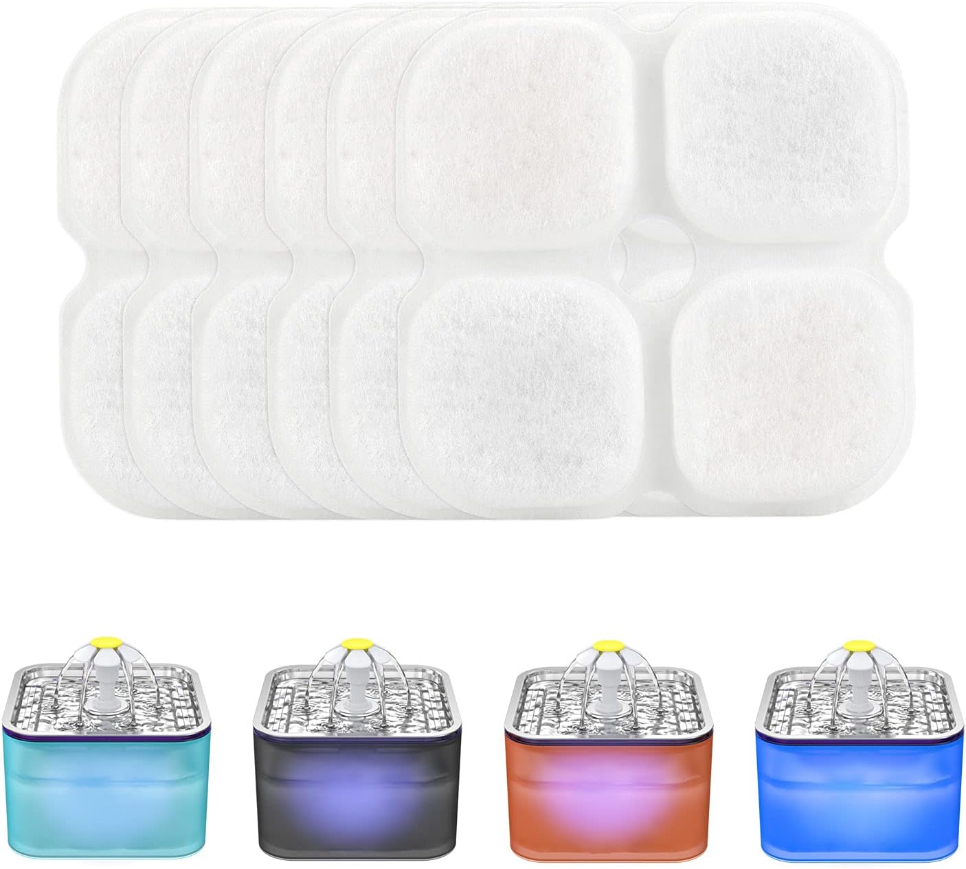 Wonder Creature Cat Fountain Filter Replacement, 6/8/6+6/12+12 Pack for Crystal Cat Water Fountain, 3L/101oz Pet Water Fountain Filters (6 Pack)