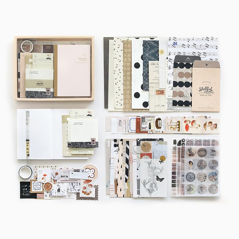 Image of RANDEN Warm Cream Journaling Kit, 346PCS Vintage Scrapbook & Stationery Set with Aesthetic Stickers, Ephemera Pack and Journal Supplies for Bullet Journals, Planners, Albums & Creative Crafts (WARM CREAM)