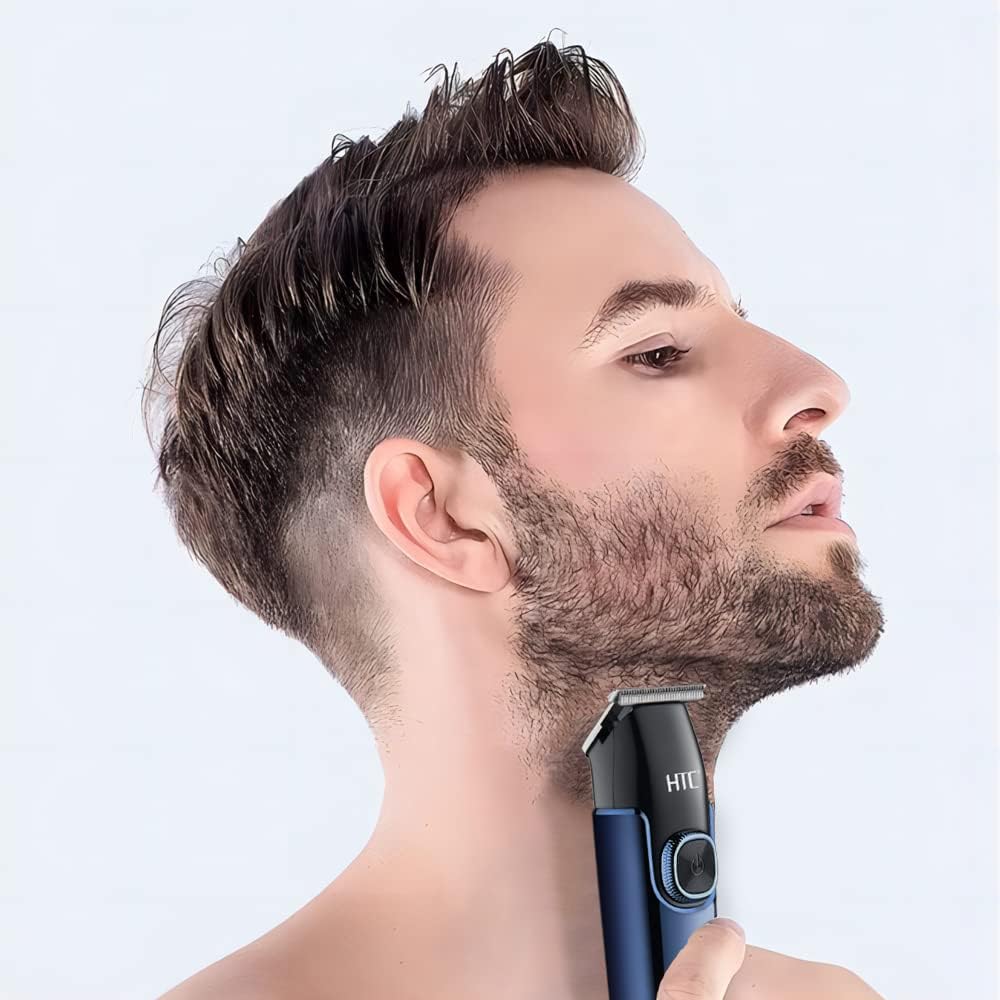 Man using HTC AT588 trimmer on beard