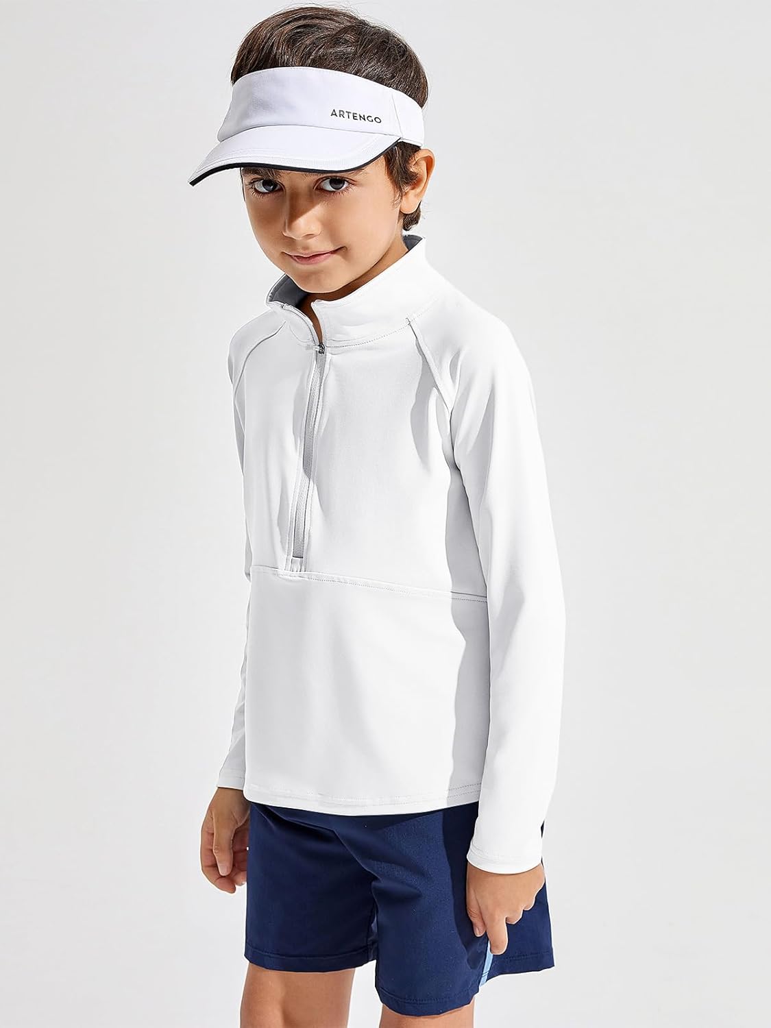 Haloumoning Boys Quarter Zip Sweatshirt Long Sleeve Athletic Pullover for Kids Workout Tops 5-14 Years - Image 3