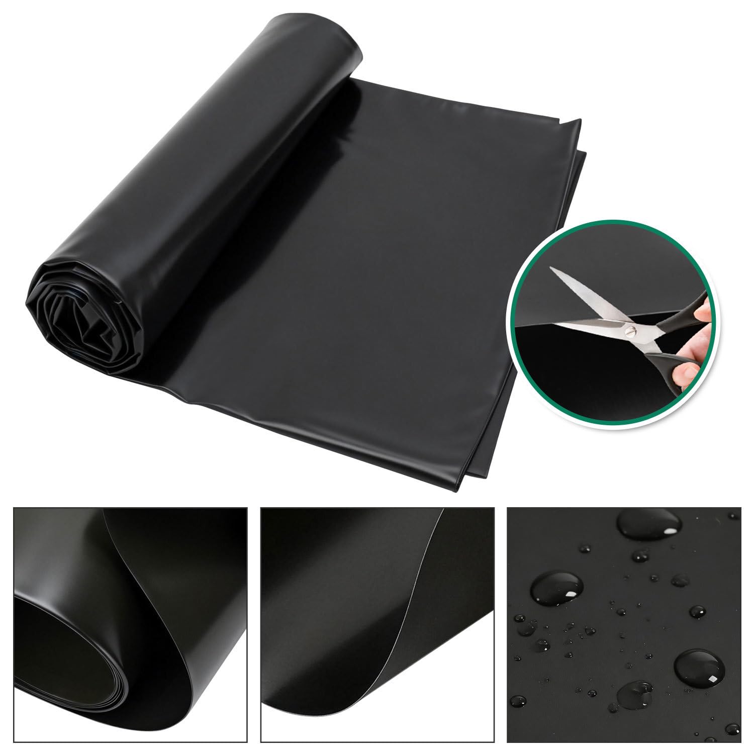 Teichfolie 4x6m, Schwarz 0,5mm HDPE, Großformatige Teichfolien für industrielle und Private Nutzung, ideal für Teiche, Becken und Landschaftsbau