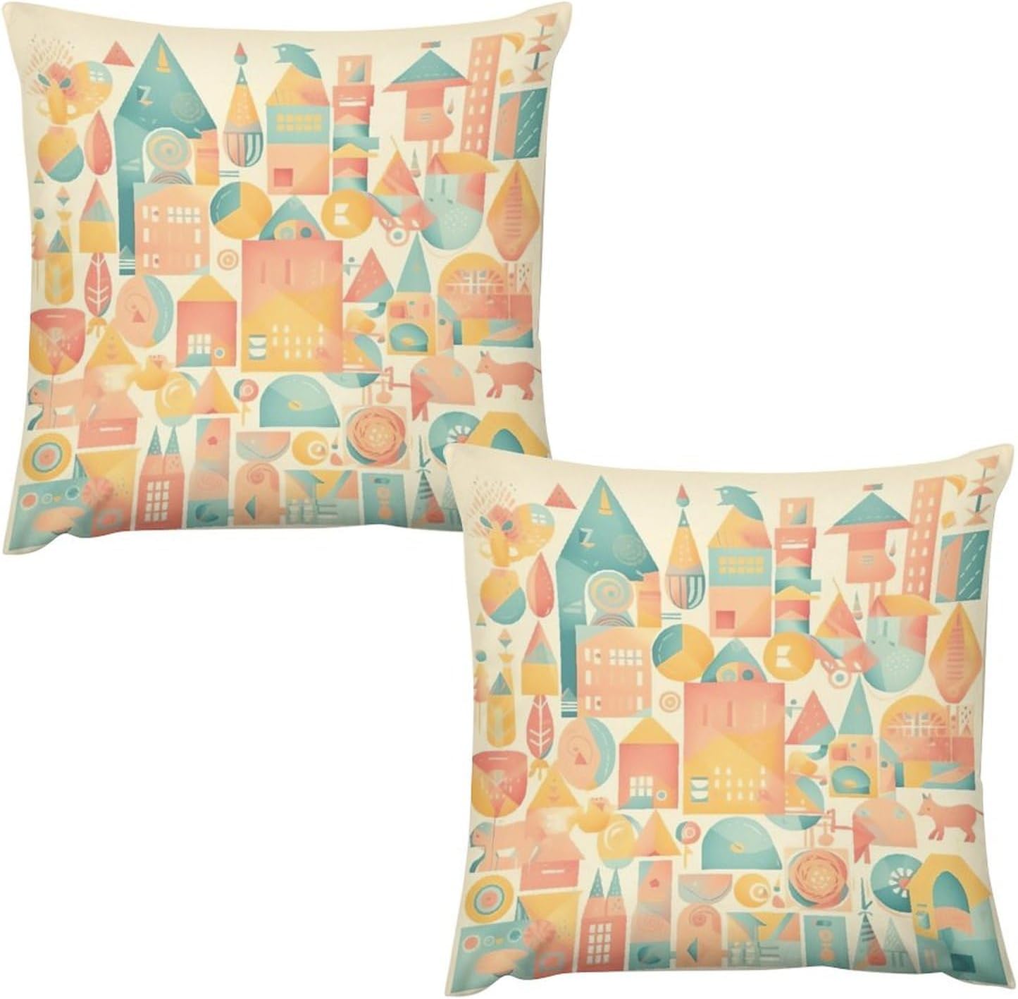Throw Pillow Covers Pack of 2 Soft Plush Pillowcase with Invisible Zipper Various Toys Decorative Couch Pillow Case 12 "x12 Cushion Cover for Sofa Living Room Bedroom Patio