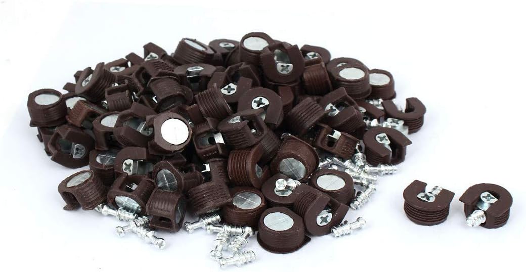 New Lon0167 20mm Dia Featured Round Shape Two-in-One reliable efficacy Screw in Type Shelf Support Holder Dark Brown 100pcs(id:548 dd 35 99c)