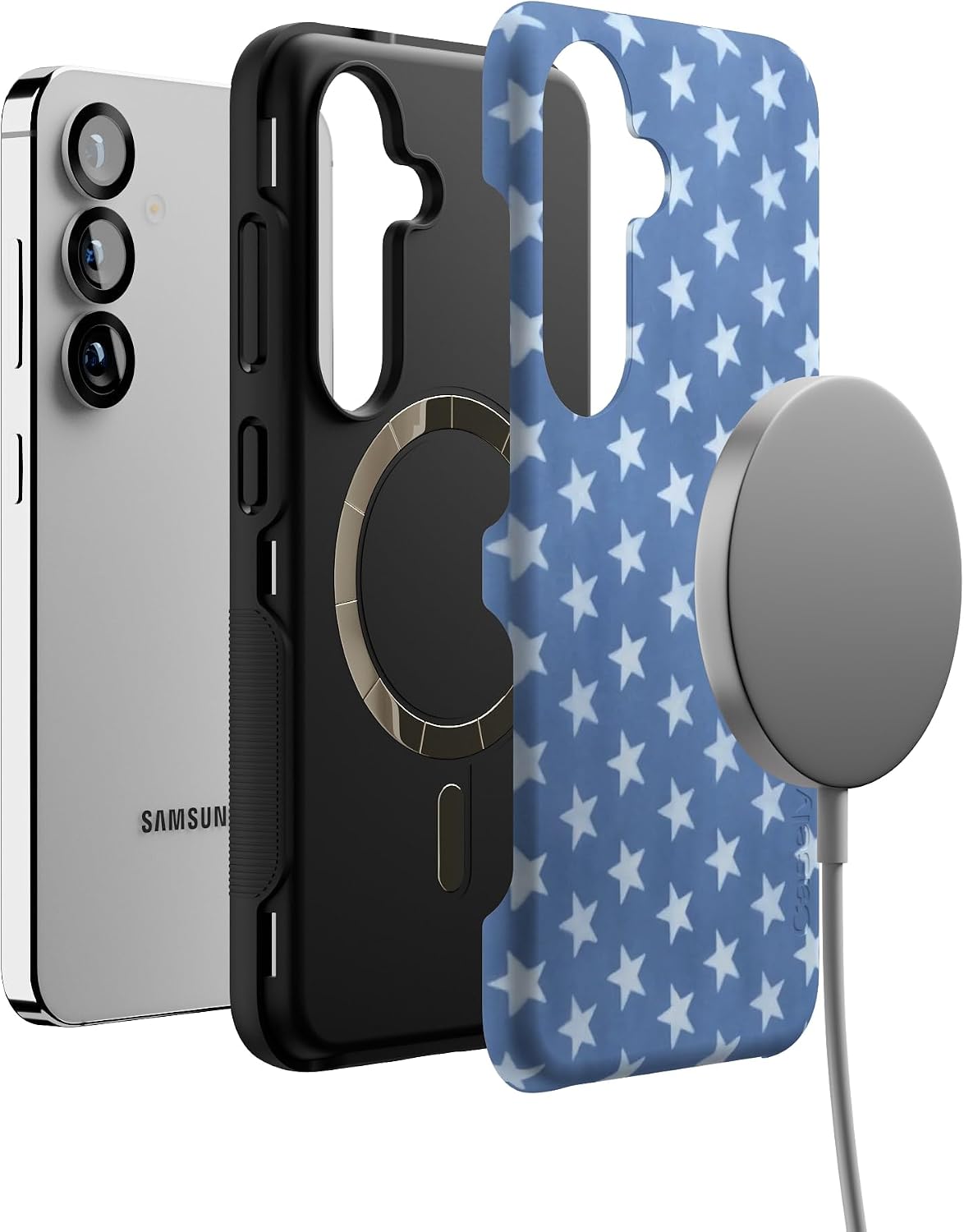Casely Galaxy S25 Case | Coastal Blues | Denim Stars | Bold Protective Design | Compatible with MagSafe