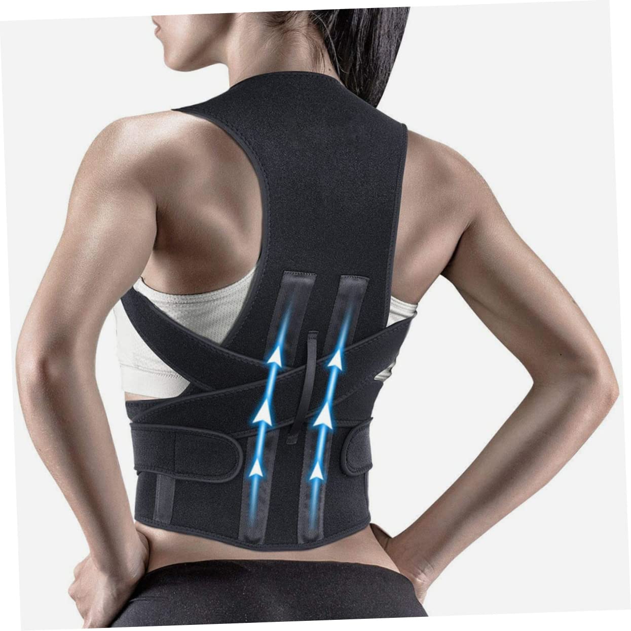 Correttore Posturale Intelligente Raddrizzatore Professionale Regolabile la Schiena Fascia Ok Nero Confortevole per Postura Migliorata per Ufficio e Sport